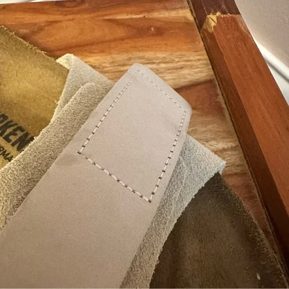 Birkenstock Cream Suede Slip-On Sandals - Picture 6 of 8